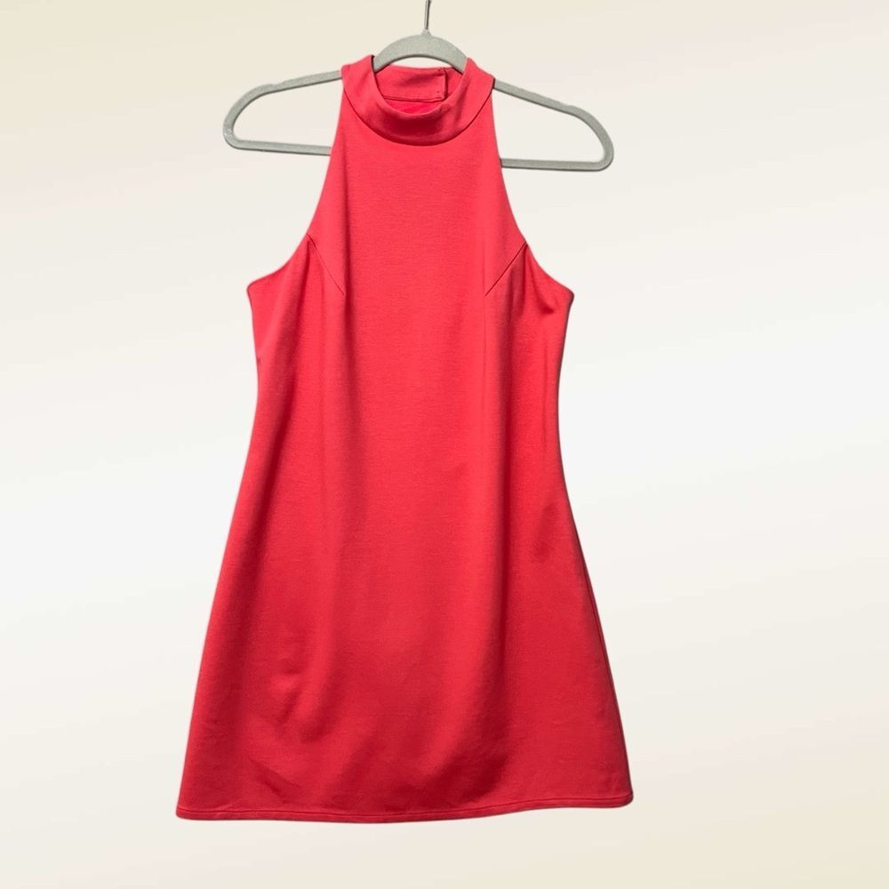 Trina Turk Halter Neck Dress NWT Size 4 Coral Cutout Back Design Party Cocktail